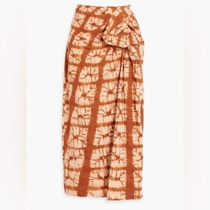 Ulla Johnson Orange and Cream Midi Skirt 0 XS Naitive print boho